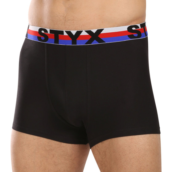3PACK férfi boxeralsó Styx sport elasztikus fekete trikolor fekete trikolor (3G1960)