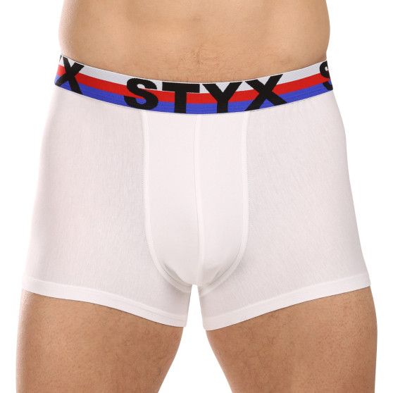3PACK férfi boxeralsó Styx sport elasztikus fehér trikolór fehér (3G2061)