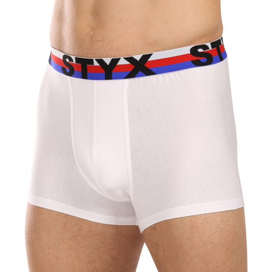 3PACK férfi boxeralsó Styx sport elasztikus fehér trikolór fehér (3G2061)