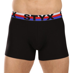 Férfi boxeralsó Styx hosszú sport elasztikus fekete trikolór fekete (U1960)