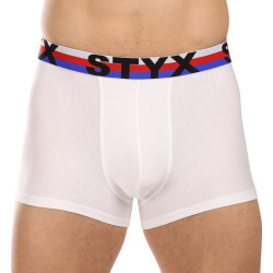 Férfi boxeralsó Styx sport elasztikus fehér trikolor fehér (G2061)