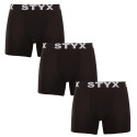 3PACK Fekete long férfi boxeralsó Styx sport gumi (3U960)