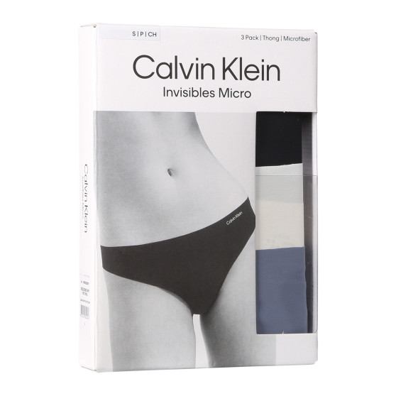 3PACK női tanga Calvin Klein varrás nélküli többszínű (QD3558E-NP0)