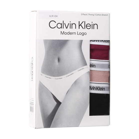 3PACK tarka Calvin Klein női tanga (QD5209E-NP6)