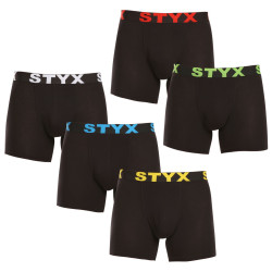 5PACK Fekete long férfi boxeralsó Styx sport gumi (5U9601)