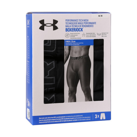 3PACK fekete Under Armour férfi boxeralsó (1383886 001)