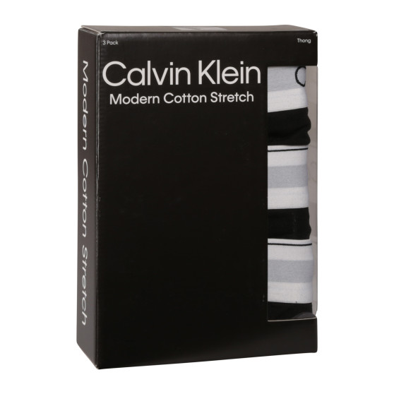 3PACK férfi tanga Calvin Klein fekete (NB3226A-001)