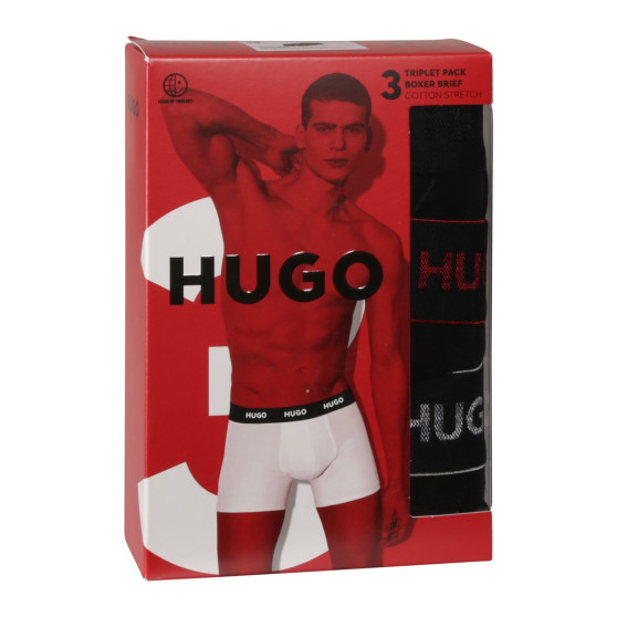 3PACK fekete HUGO férfi boxeralsó (50517886 991)